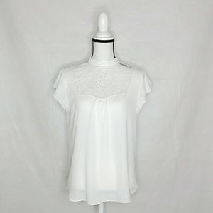 NWOT Express Sheer Cutout Lace Keyhole Blouse M